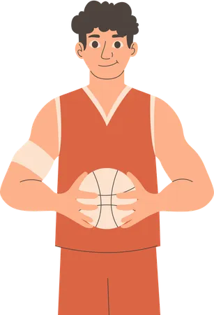 Basketball player standing with basketball  Illustration