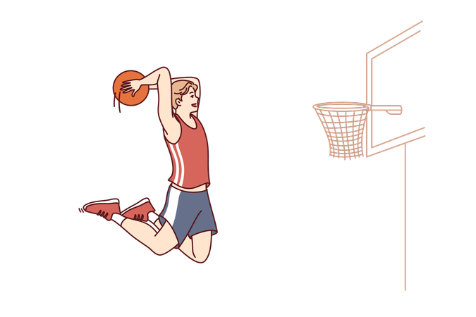 Basketball player wins the match  Illustration