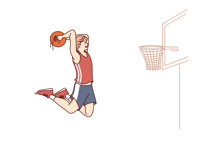 Basketball player wins the match  Illustration