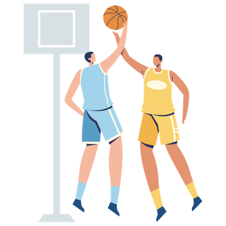 Basketball players doing Jump Ball  Illustration