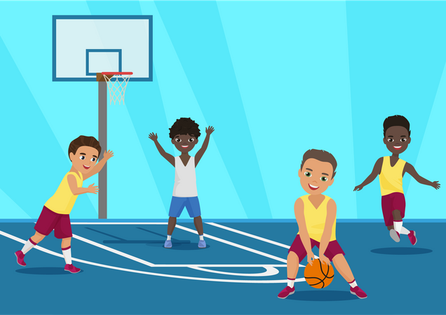 Basketball players on the court  Illustration