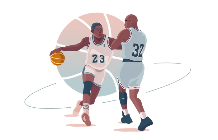 Basketball players playing basketball Illustration