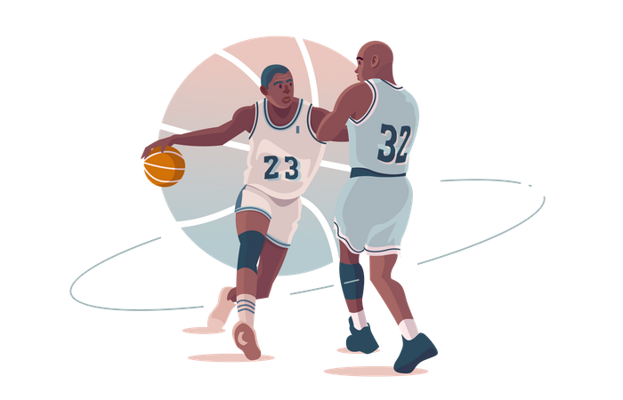Basketball players playing basketball  Illustration