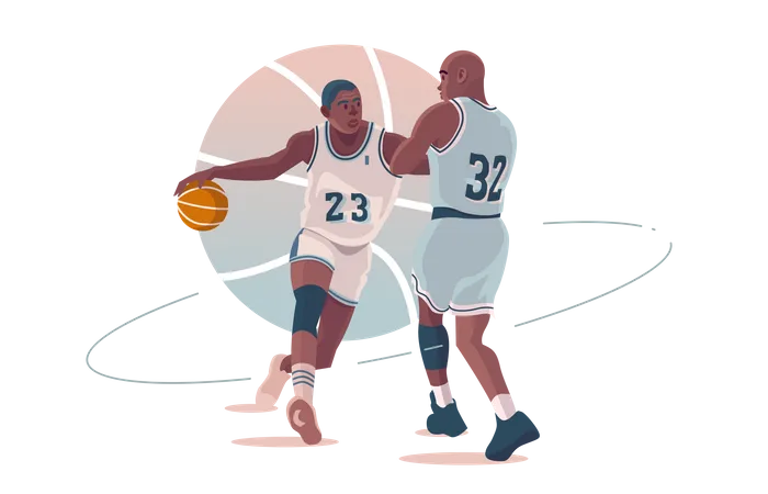 Basketball players playing basketball  Illustration