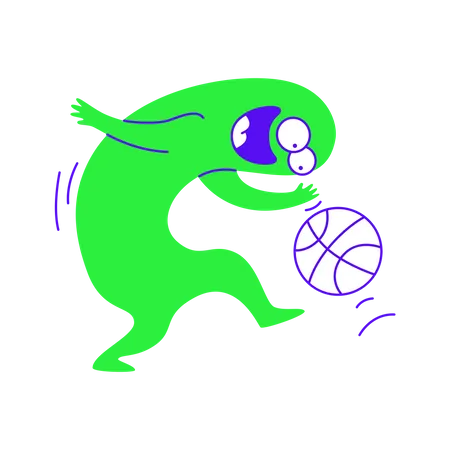 Mit Basketball spielen  Illustration