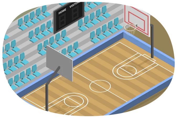 3 D Isometric Flat Vector Conceptual Illustration Of Basketball Stadium Sport Arena Or Hall For Team Games Illustration