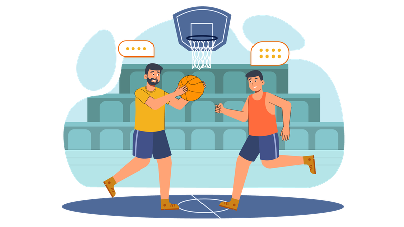 Basketball team playing basketball  Illustration