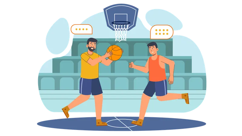 Basketball team playing basketball  Illustration