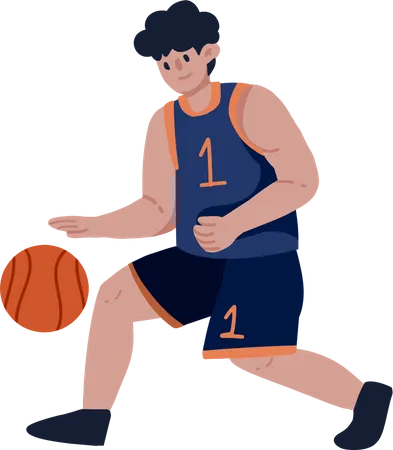 Basketballspieler dribbelt Basketball  Illustration