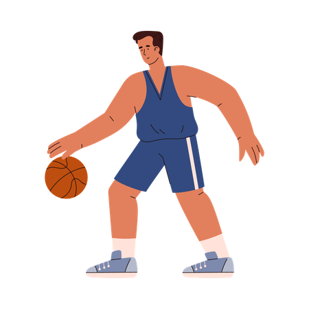 Basketballspieler dribbelt Ball  Illustration