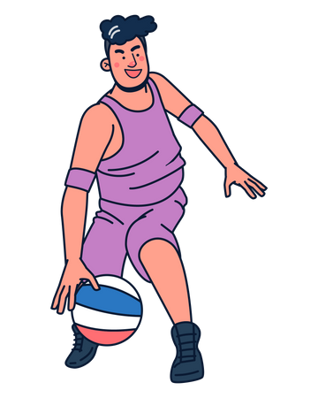 Basketballspieler dribbelt mit Ball  Illustration