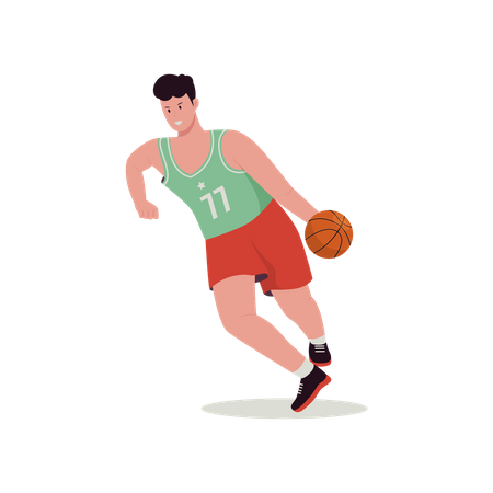 Basketballspieler dribbelt  Illustration