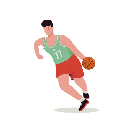 Basketballspieler dribbelt  Illustration