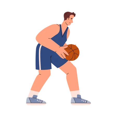 In voller Länge Basketball-Spieler tut Ball werfen  Illustration