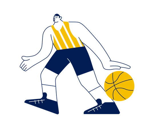 Basketballspieler läuft mit Ball  Illustration