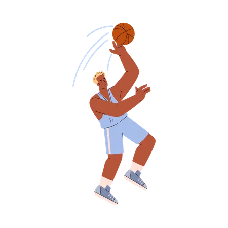 Basketballspieler springt, um Ball zu fangen  Illustration