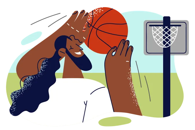 Basketballspieler schlägt Ball  Illustration