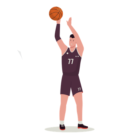 Basketballspieler wirft Ball  Illustration