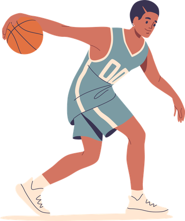 Basketballspieler zeigt dynamische Bewegungen und Geschick in sportlicher Pose  Illustration