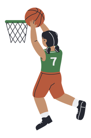 Weiblicher Basketballspieler beim Schießen  Illustration