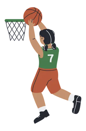 Weiblicher Basketballspieler beim Schießen  Illustration