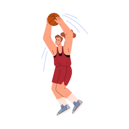 Basketballspielerin wirft Ball  Illustration