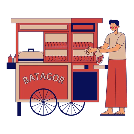 Batagor Street Vendor  イラスト