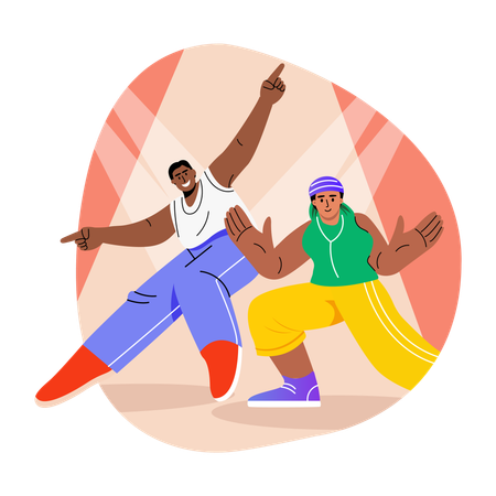 Batalha de dança entre competidores  Ilustração