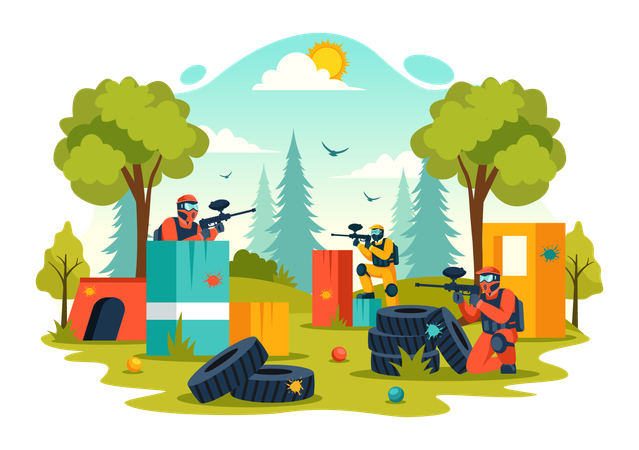 Batalha de paintball  Ilustração