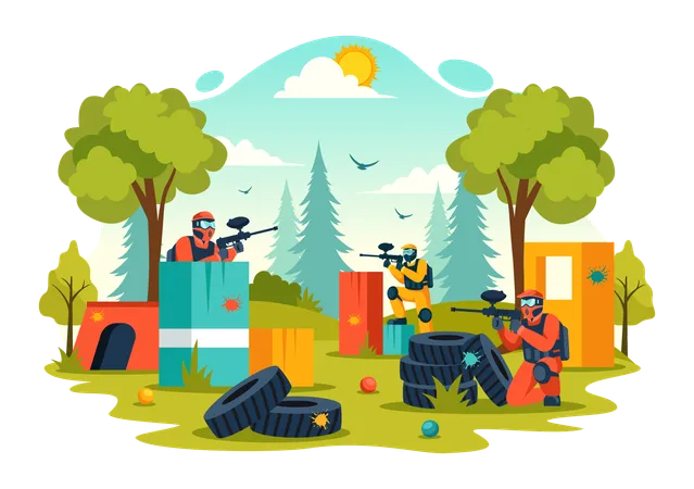 Batalha de paintball  Ilustração