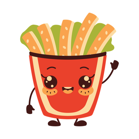 Lindas batatas fritas  Ilustração