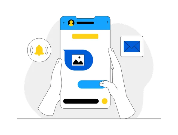 Bate-papo e notificação de mídia social  Ilustração