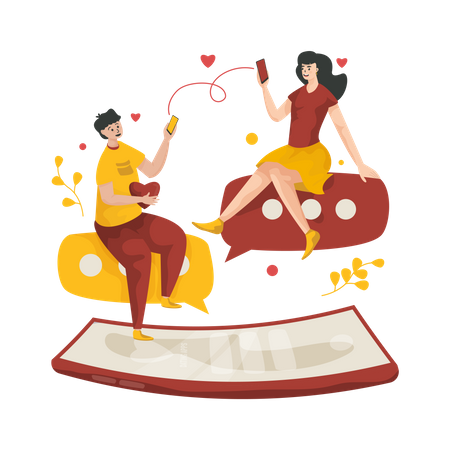 Bate-papo online em aplicativo de namoro  Illustration