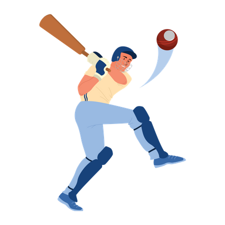Bateador de cricket golpeando la pelota  Ilustración