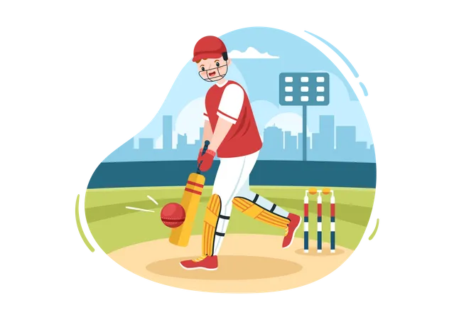 Bateador jugando cricket deportes ilustración  Ilustración