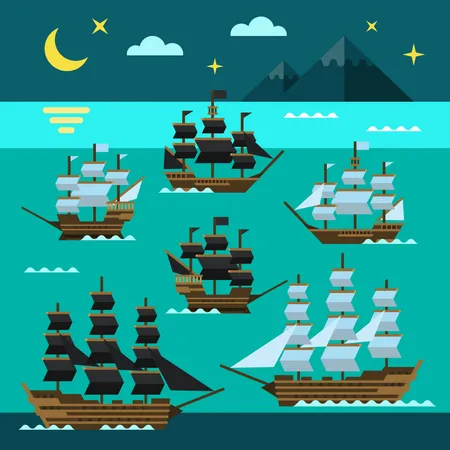 Bateaux pirates  Illustration