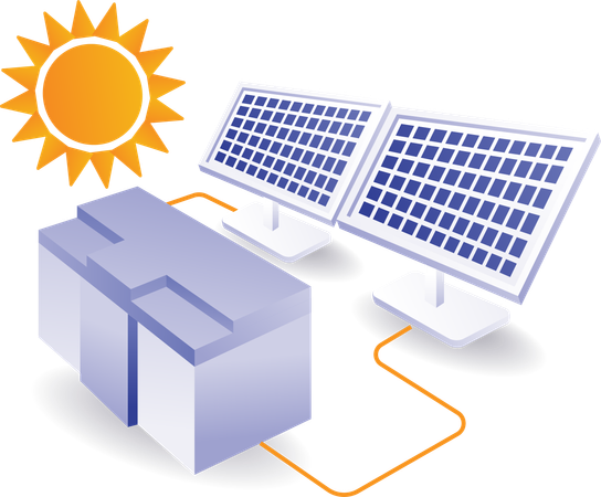 Batería de almacenamiento de energía del panel solar  Ilustración