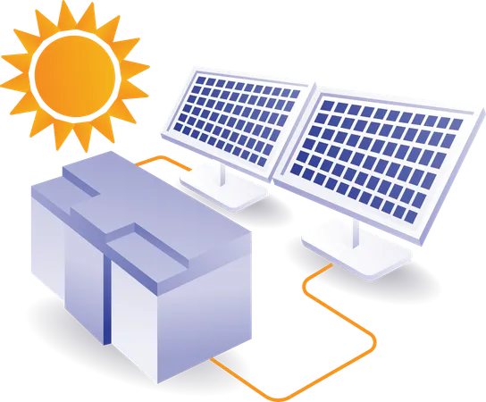 Batería de almacenamiento de energía del panel solar  Ilustración