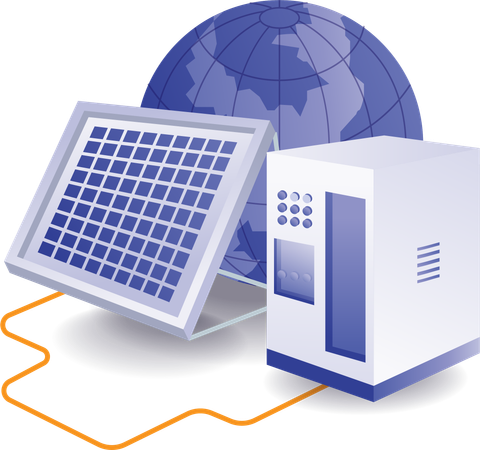 Batería de almacenamiento de energía del panel solar  Ilustración