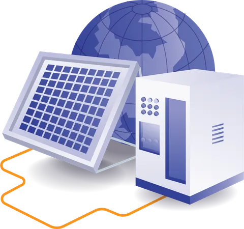 Batería de almacenamiento de energía del panel solar  Ilustración