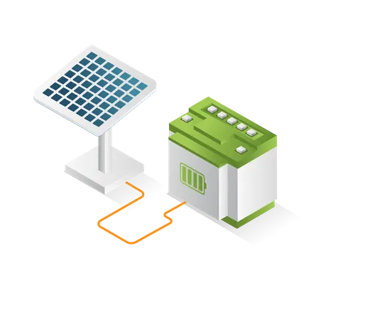 Batería de almacenamiento de energía del panel solar  Ilustración