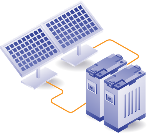 Batería de almacenamiento de energía de panel solar grande verde ecológico  Ilustración