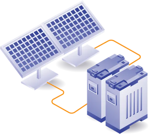 Batería de almacenamiento de energía de panel solar grande verde ecológico  Ilustración