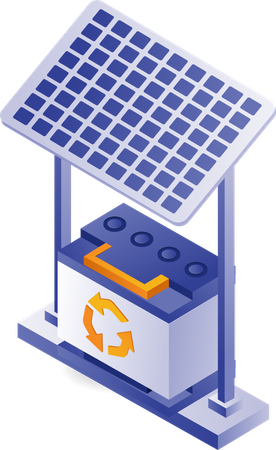 Batería de almacenamiento de energía eléctrica del panel solar  Ilustración