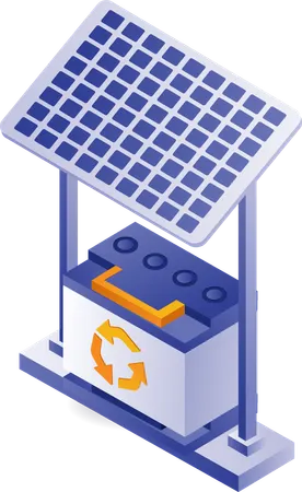 Batería de almacenamiento de energía eléctrica del panel solar  Ilustración