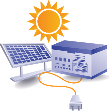 Batería de almacenamiento de energía eléctrica del panel solar ecológico  Ilustración