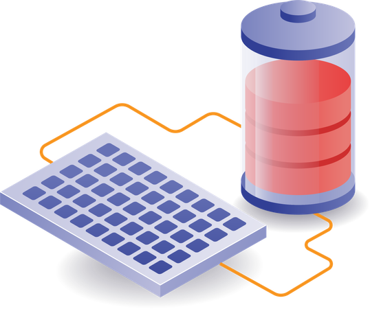 Bateria de armazenamento de energia do painel solar  Ilustração