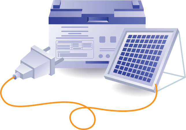 Bateria de painel solar ecológico verde para eletricidade doméstica  Ilustração