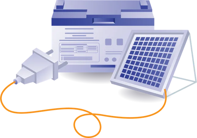 Batería de panel solar ecológico para electricidad doméstica  Ilustración