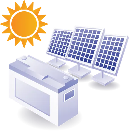 Gran batería para almacenar energía de paneles solares  Ilustración